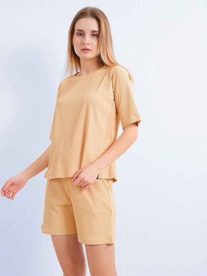 Shorts Set - Yellow Premium Relaxed Fit Travel Shorts Co-ord Set